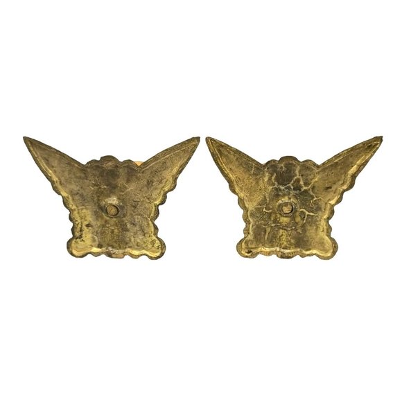 Vintage Brass Butterfly Candlesticks Set of 2 Home Decor Living Dining Boho Hipp - Picture 3 of 5